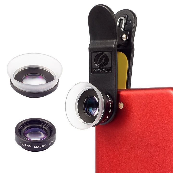 Apexel 2 in 1 12X Makro Objektiv/24X Super Makro Objektiv für iPhone Samsung Galaxy Note 4/3/2 Samsu