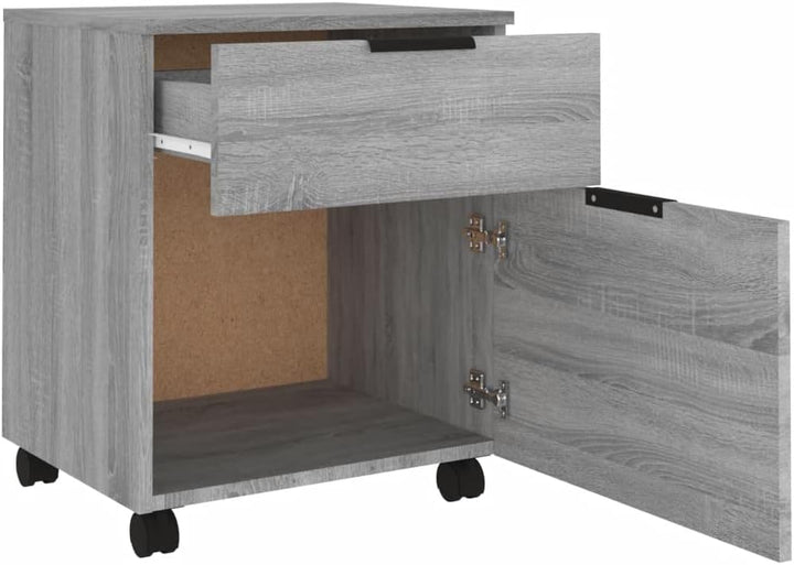 Rollcontainer Rollen Aktenschrank mit Schublade und Unterschrank, mobiler Büroschrank aus Holzwerkst