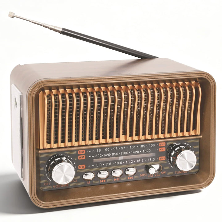 Retro Radio Bluetooth AM/FM/SW, Tragbares Nostalgie Kofferradio, Vintage Radio mit USB/TF/AUX MP3 Wi