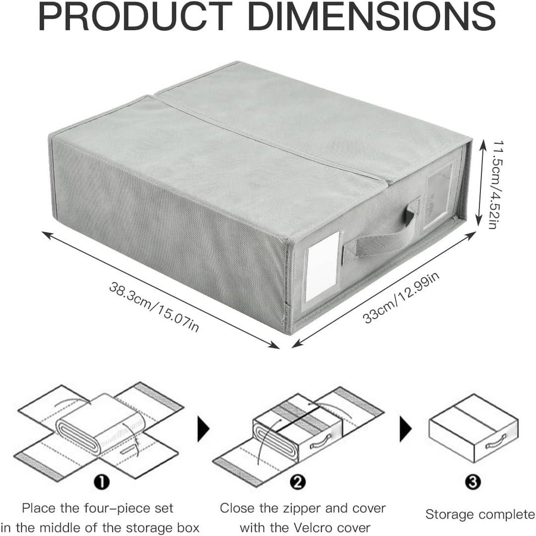 6 Stück Aufbewahrung Bettwäsche Organizer, Grau Bettwäsche Organizer Box Unterbett Organizer, Faltba