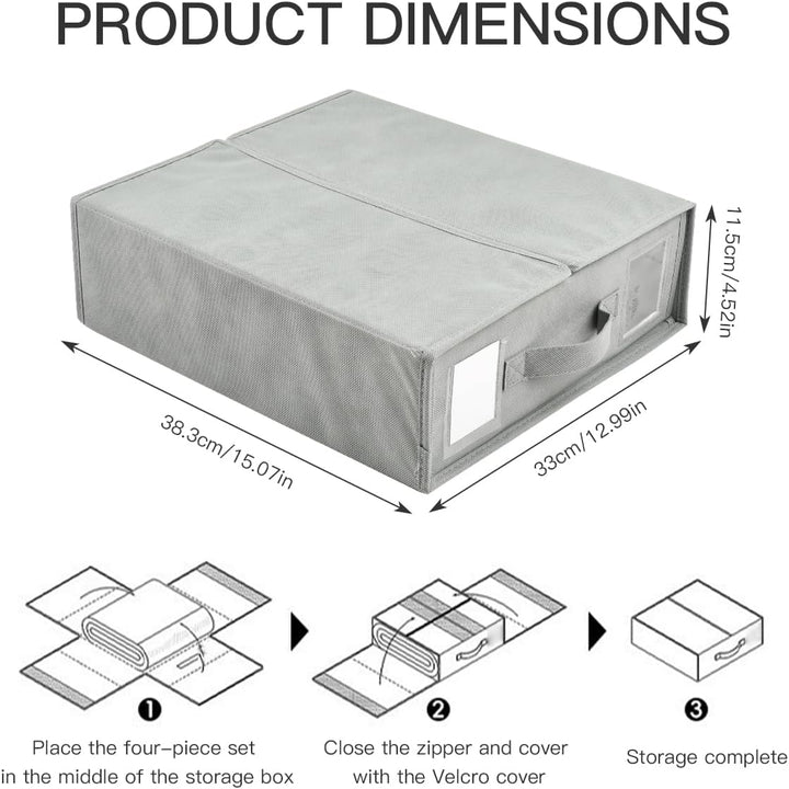 6 Stück Aufbewahrung Bettwäsche Organizer, Grau Bettwäsche Organizer Box Unterbett Organizer, Faltba