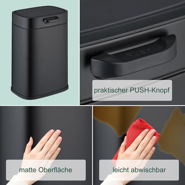 Relaxdays Küchenmülleimer 5 L, hängender Biomüllbehälter, Inneneimer, Aufhängung & Klebepads, Türmül