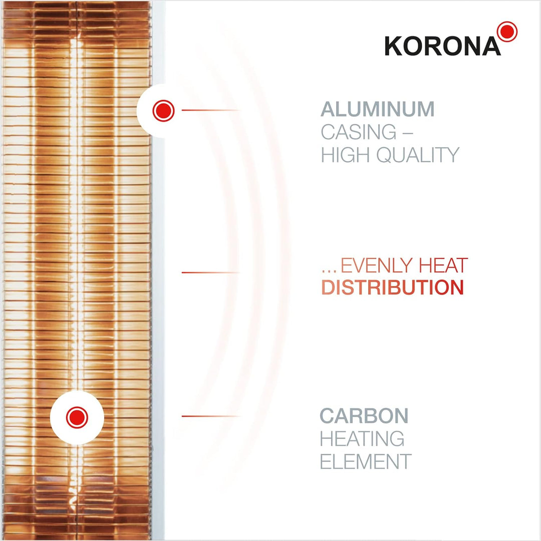 Korona 60000 Standheizstrahler Outdoor | Elektrisch | Für Terrasse, Balkon und Garten | Carbon-Heize