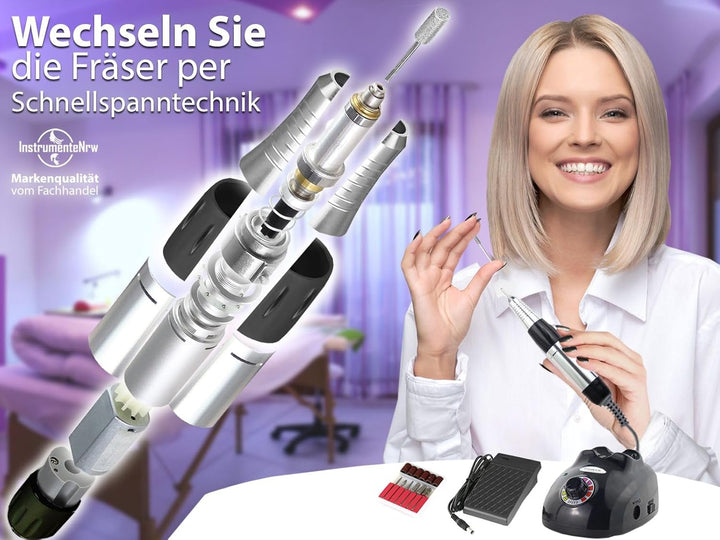 Elektrisches Fusspflegegerät Pediküre Nagelfräser Mobile Fusspflege Maniküre Schleifer inkl. Aufbewa