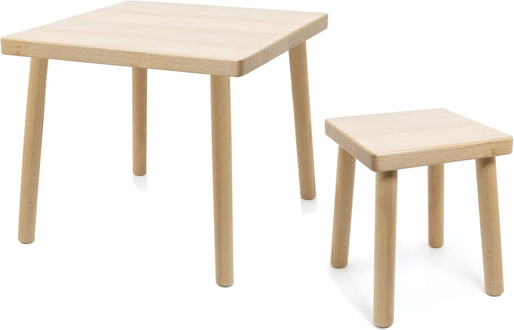 Kinder-Tisch mit Stuhl/Hocker Holz Buchenholz massiv lackiert