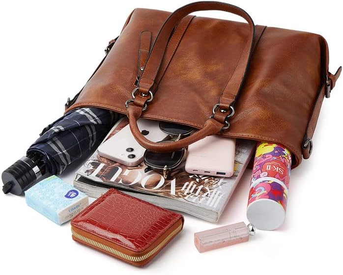 Coolives Damentasche Damen Henkeltasche mit Schultergurt aus PU-Leder Vintage Handtasche Retro Tasch