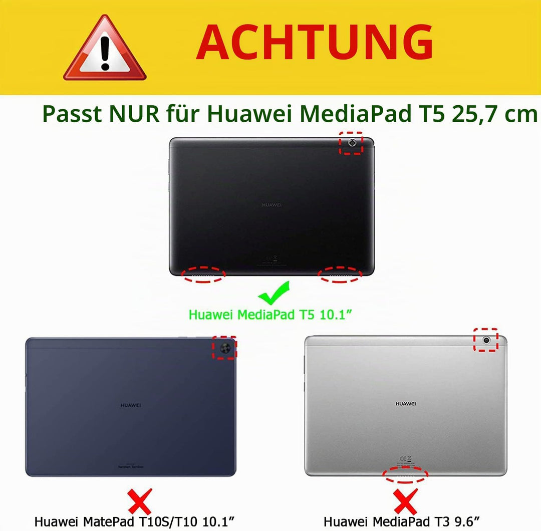 Fintie Bluetooth QWERTZ Tastatur Hülle für Huawei MediaPad T5 10,1 Zoll 25,6 cm - Ständer Schutzhüll