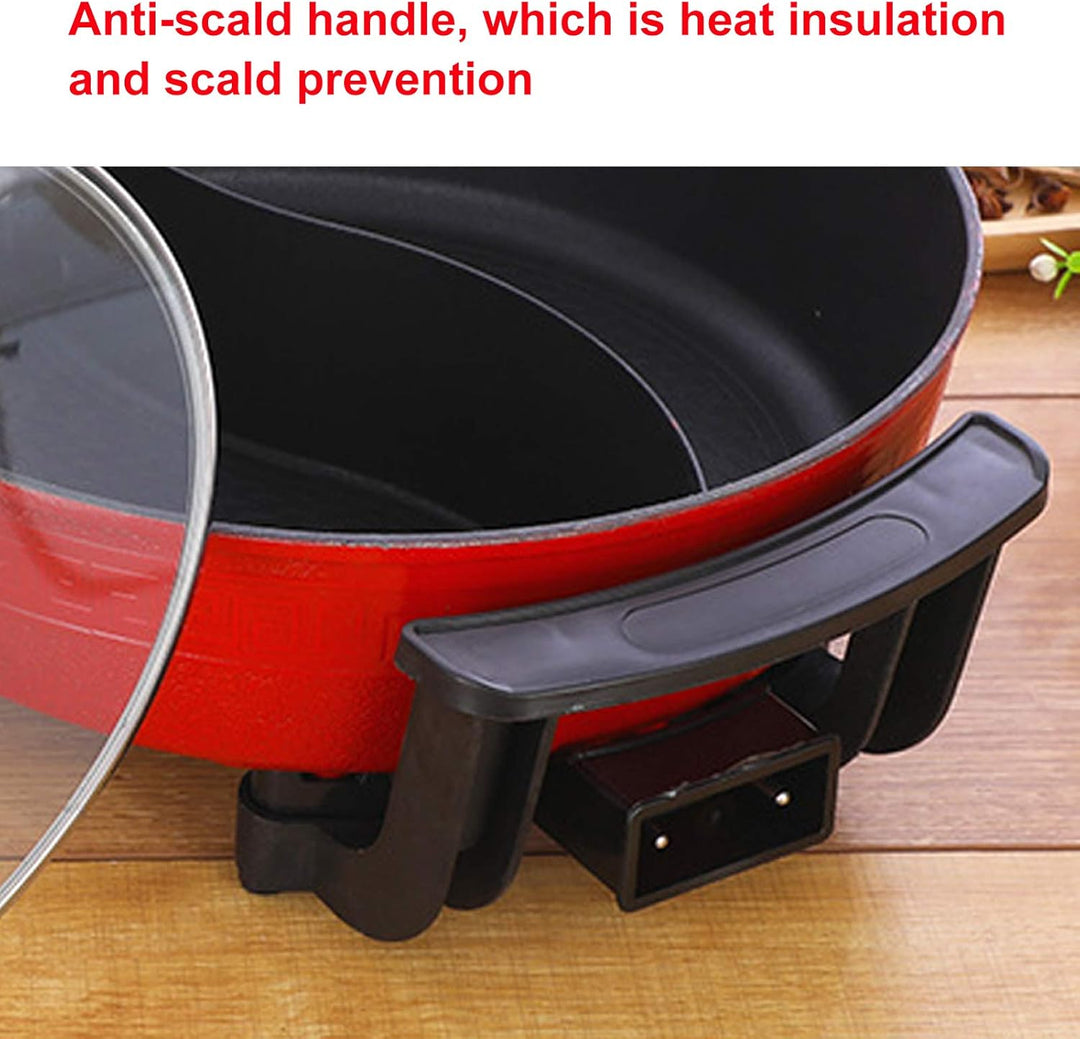 Elektrisch Hot Pot 6L Twin Kochtopf Feuertopf Suppentopf mit Deckel, Elektrischer Hotpot Topf 2 Grid