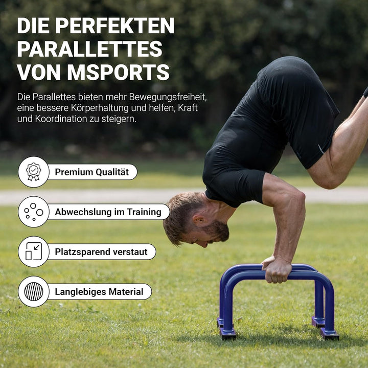 MSPORTS Low Fitness Parallettes Minibarren Professional LxBxH: 60x35x29 cm| Push-Up Bars Liegestützg