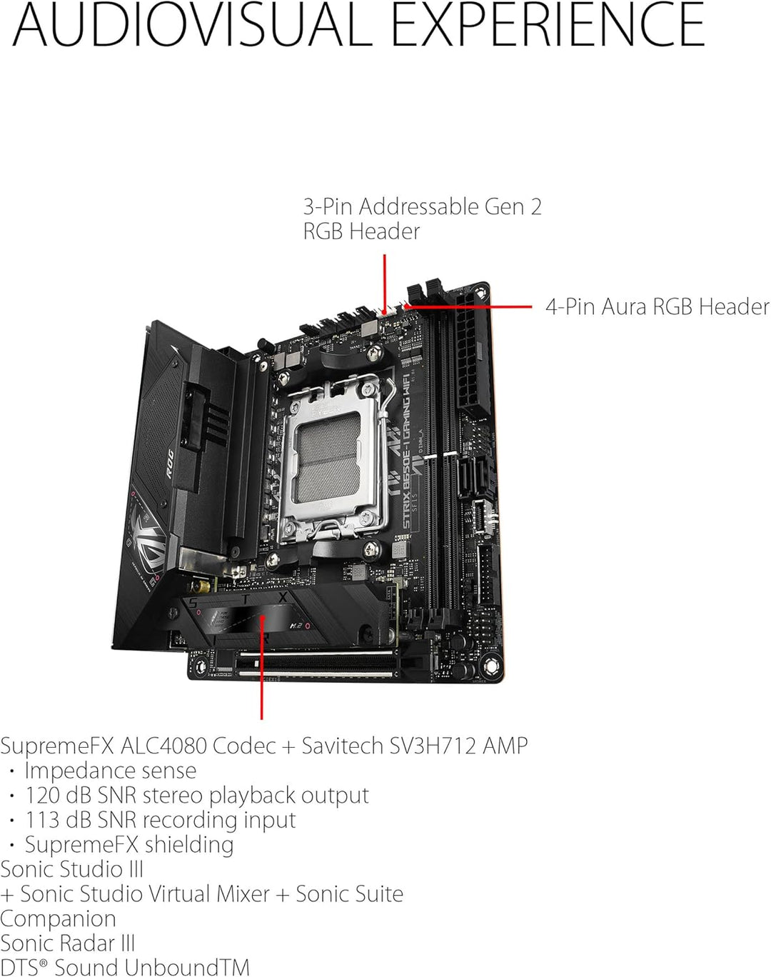 ASUS ROG STRIX B650E-I GAMING WIFI Mainboard Sockel AMD AM5 (Ryzen 7000, Mini-ITX, DDR5 Speicher, 10