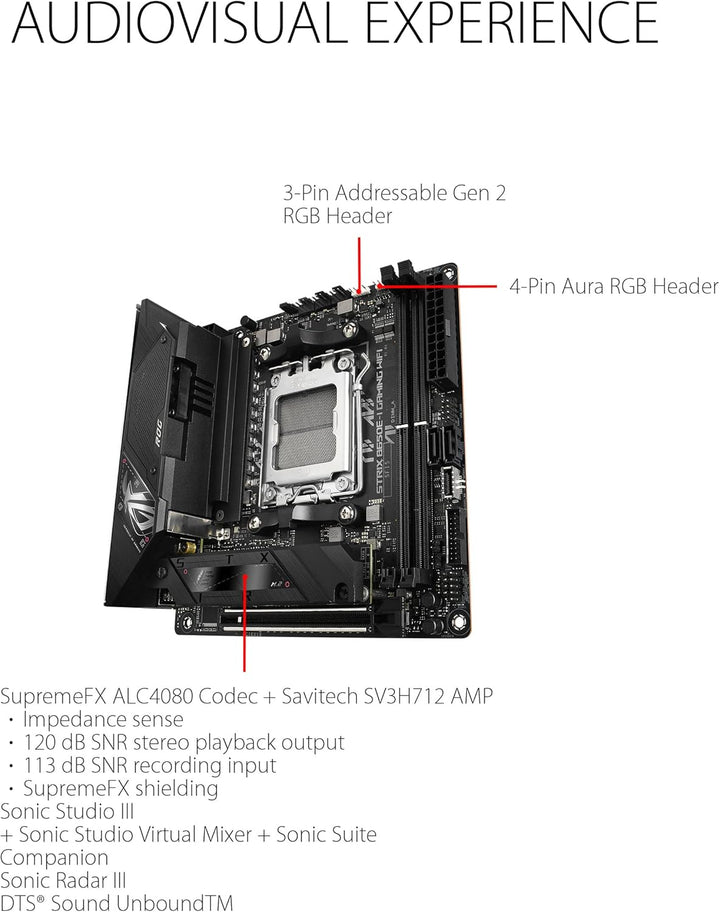 ASUS ROG STRIX B650E-I GAMING WIFI Mainboard Sockel AMD AM5 (Ryzen 7000, Mini-ITX, DDR5 Speicher, 10