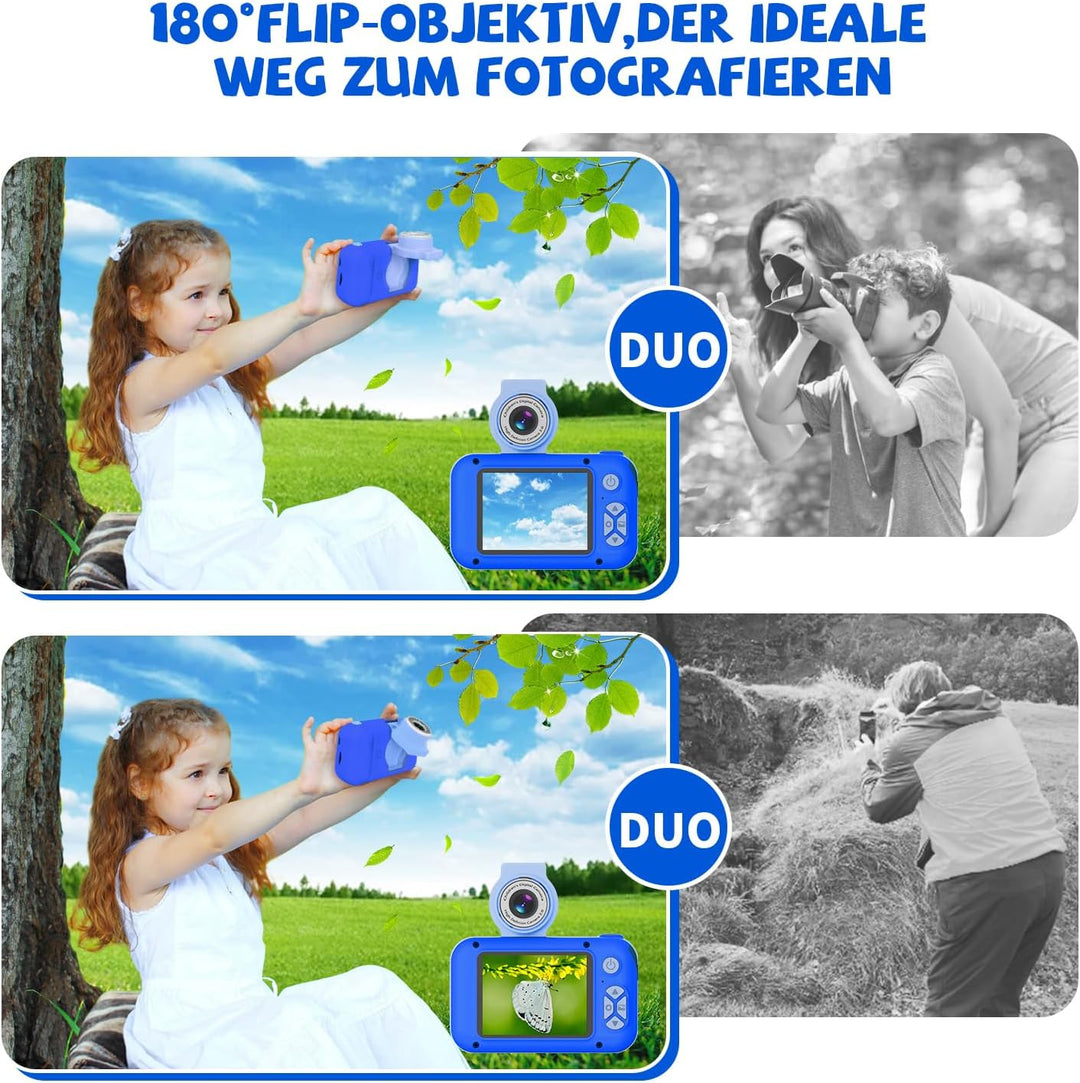 ARNSSIEN Digitalkamera für Kinder Kamera,2,4" IPS Kinderkamera mit 180°Flip | 1080P videokamera &amp; Se