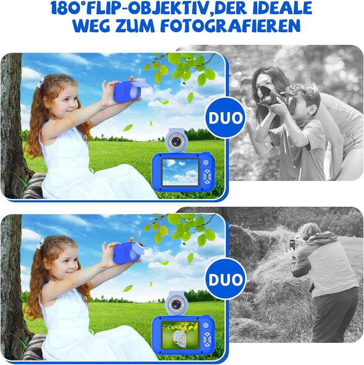 ARNSSIEN Digitalkamera für Kinder Kamera,2,4" IPS Kinderkamera mit 180°Flip | 1080P videokamera &amp; Se