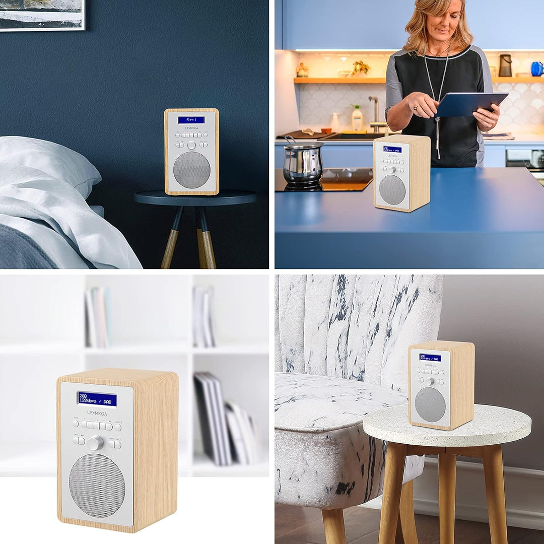 LEMEGA CR2+ DAB/DAB+ Digitalradio, FM-Digitalradio, kleines DAB-Radio, netzbetrieben, Dual-Wecker, K
