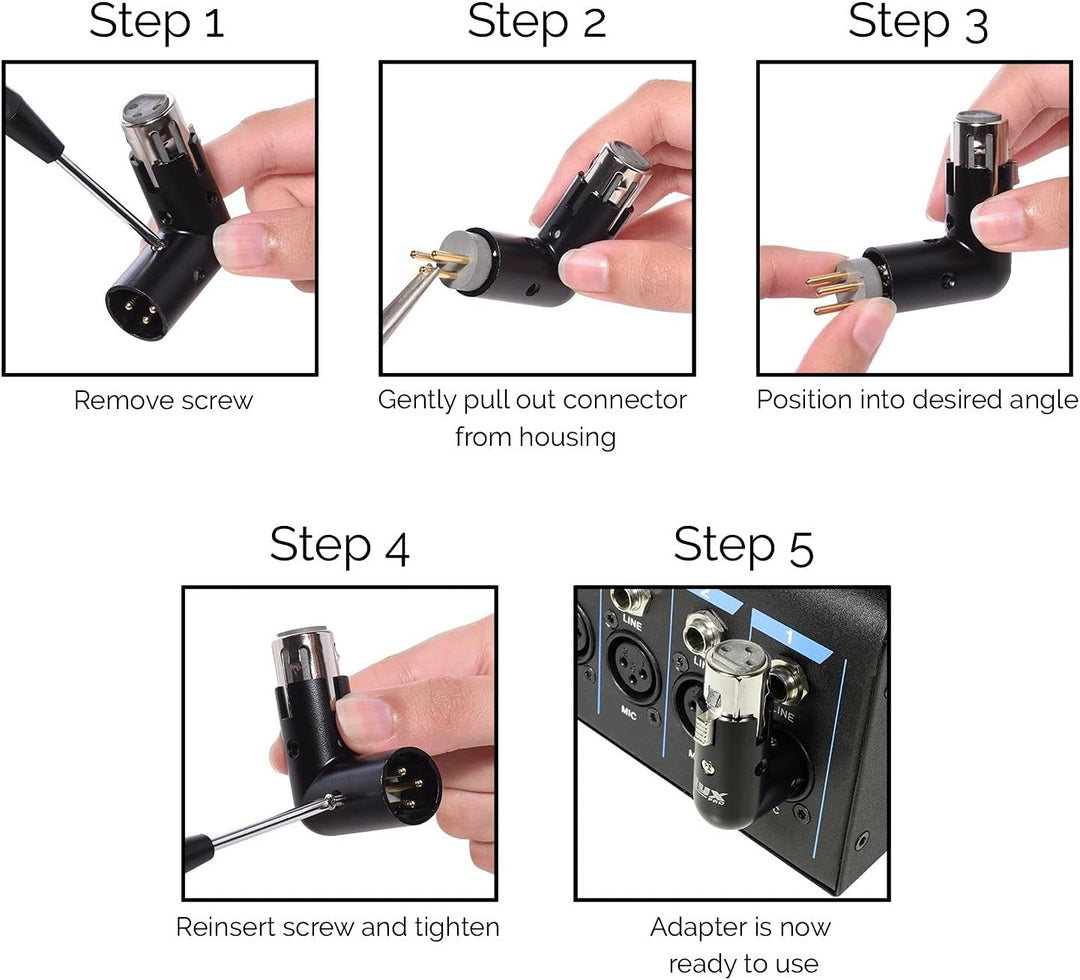 LyxPro XLR-Winkeladapter Dual Male and Female can be positioned to 4 Different Angles Right Left and