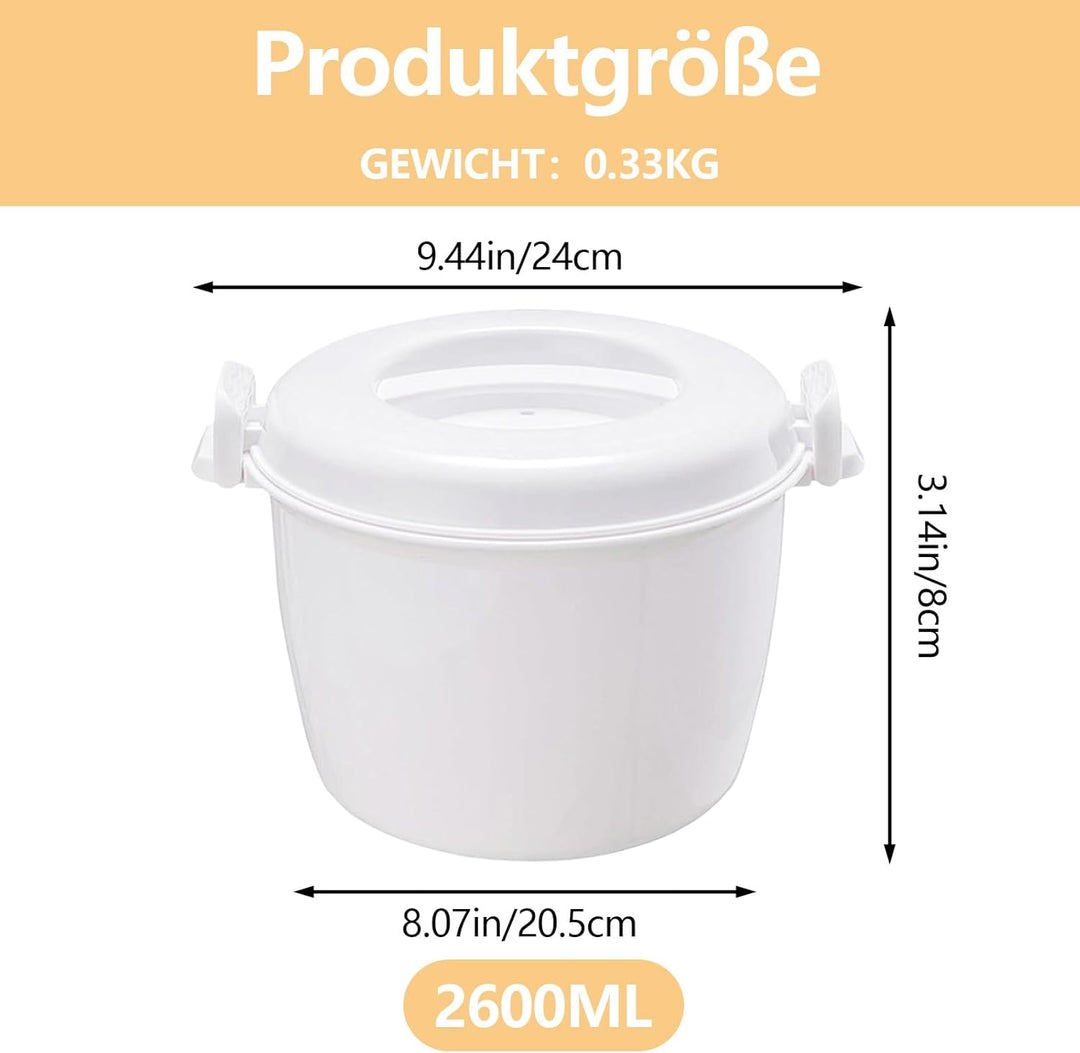 Reiskocher Mikrowelle, Tragbarer Mikrowellen Reiskocher, Mikrowellen Dampfgarer mit Reislöffel & Fil
