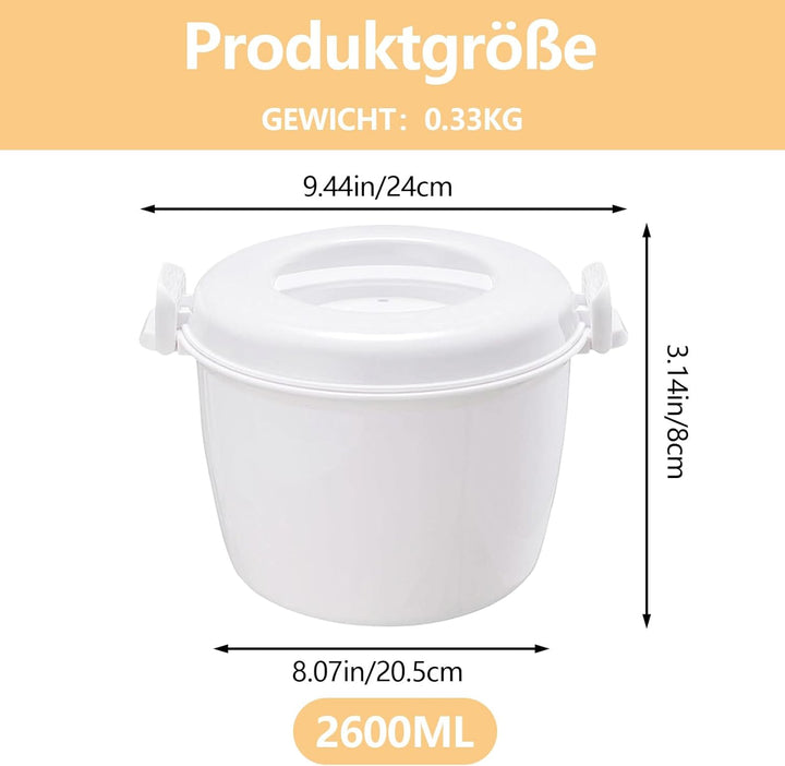 Reiskocher Mikrowelle, Tragbarer Mikrowellen Reiskocher, Mikrowellen Dampfgarer mit Reislöffel & Fil