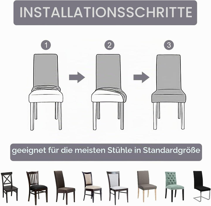 mafudoxi Stuhlhussen 6er Set, Stretch Abnehmbare Waschbar Stuhlbezug, Stretch Stuhlhusse mit Gummiba