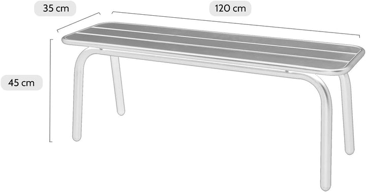 MaximaVida Gartenbank Max aus Metall 120 cm Elfenbein- ohne Rückenlehne 120 x 35 x 45 cm Elfenbein,