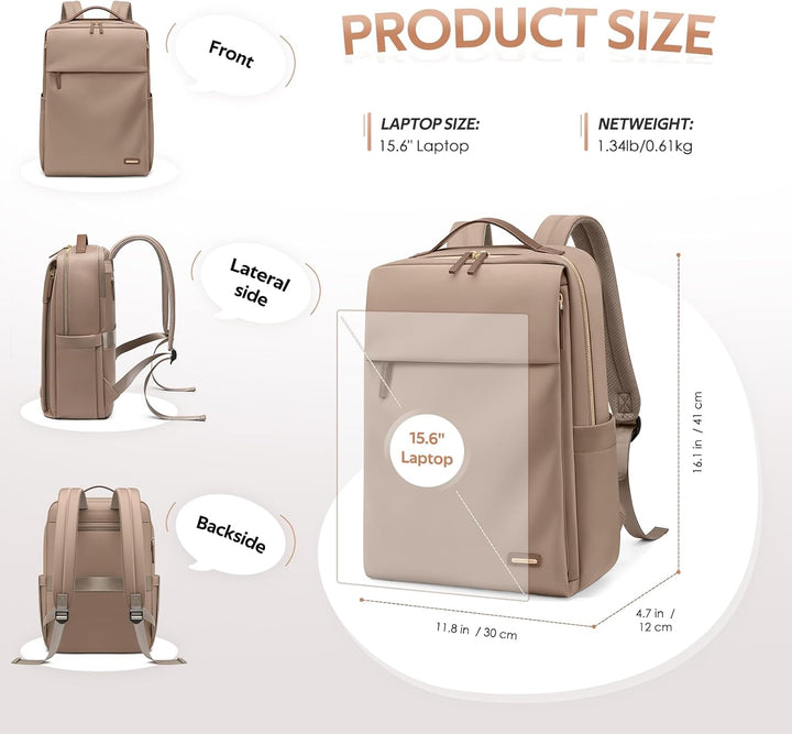 Rucksack Damen Laptop Reise Schulrucksack 15.6 Zoll mit Laptopfach, Wasserdicht Multifunktionaler Lä
