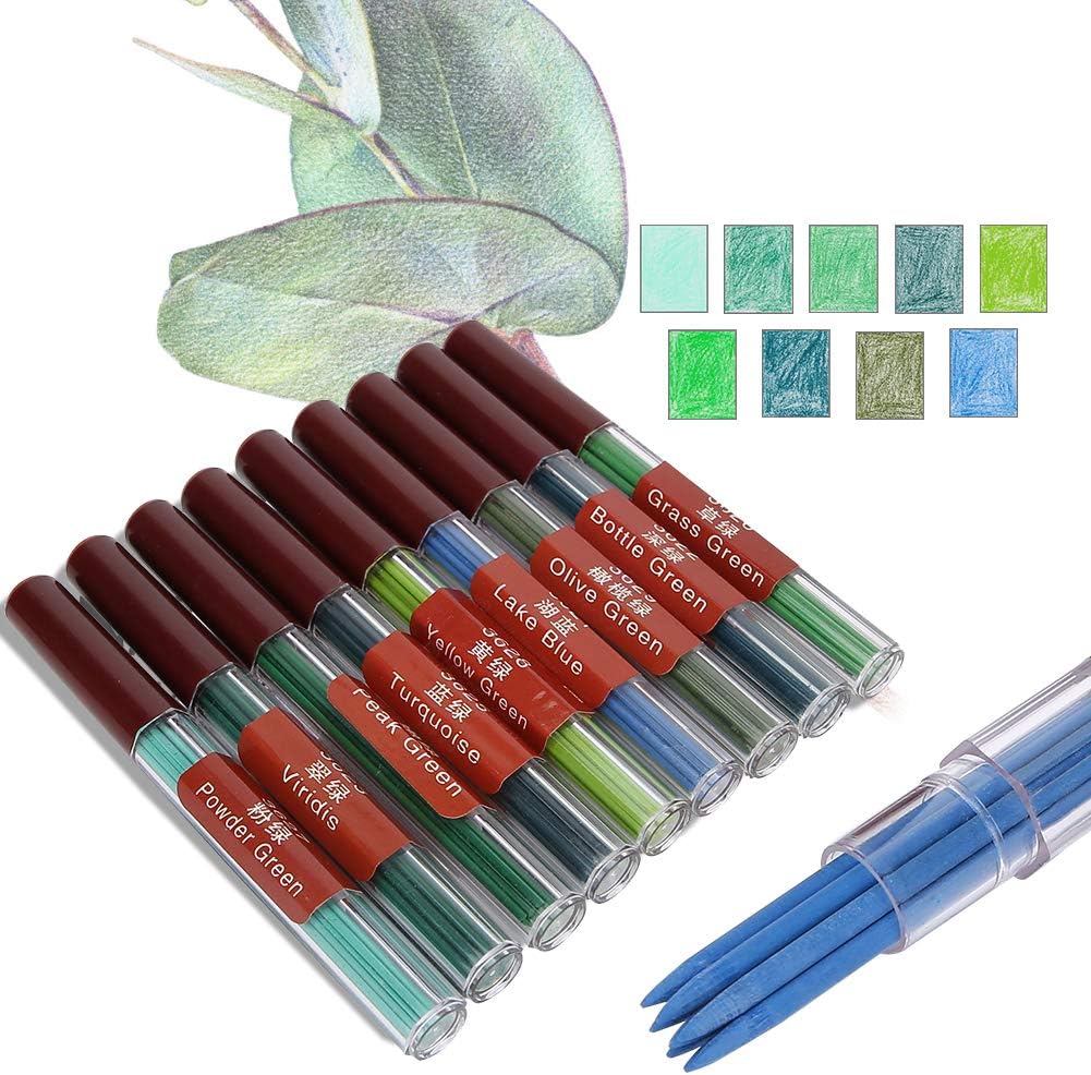 2,0 mm Farbstiftmine, 9 verschiedene farbige Blei Nachfüllungen, fette und 90 mm hohe mechanische Na