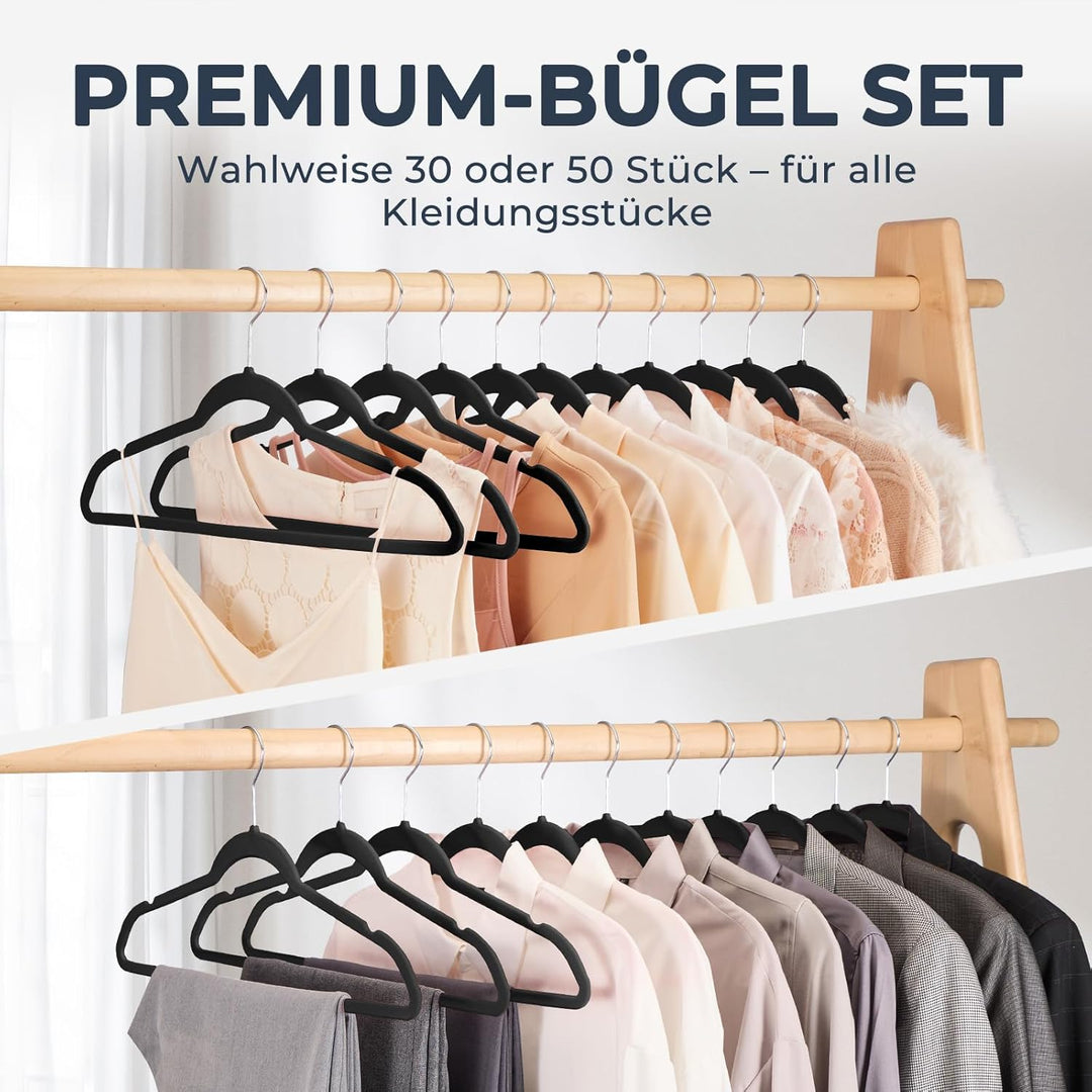 HOUSE DAY Kleiderbügel Samt 100er Set, Kleiderbügel Platzsparend, Bügel rutschfest und Samtbügel Sch