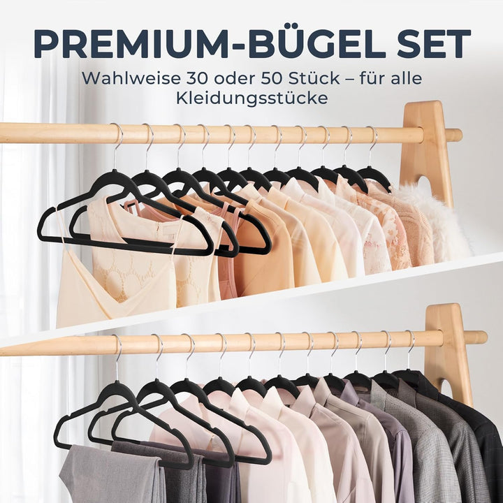 HOUSE DAY Kleiderbügel Samt 100er Set, Kleiderbügel Platzsparend, Bügel rutschfest und Samtbügel Sch