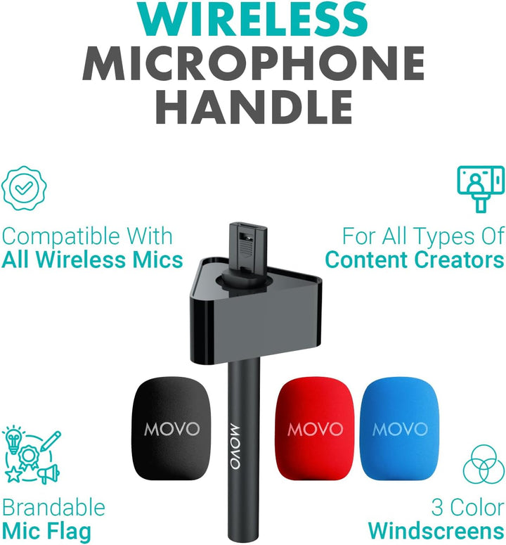 Movo WMX-HMF2 Handmikrofonadapter mit Mikrofon-Flagge