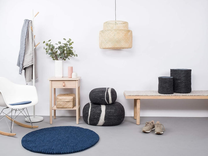 myfelt Alva Filzkugelteppich — Ø 50 cm, ideal für Schlaf-, Wohn-, Kinderzimmer, Flur & Bad Ø 50 cm D