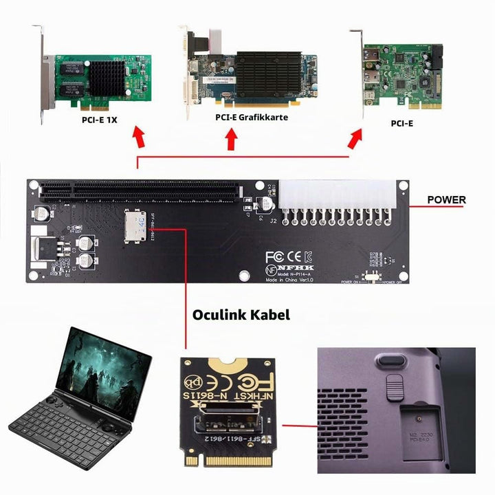cablecc PCI-E 3.0 M.2 M-Key auf Oculink SFF-8611 SFF-8612 Host Adapter für GPD Win Max2 Externe Graf
