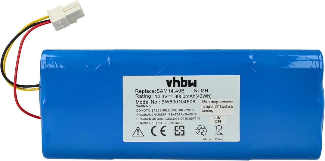 vhbw 1x Akku Ersatz für Samsung SAM14.49B für Home Cleaner Heimroboter (3000 mAh, 14,4 V, NiMH)