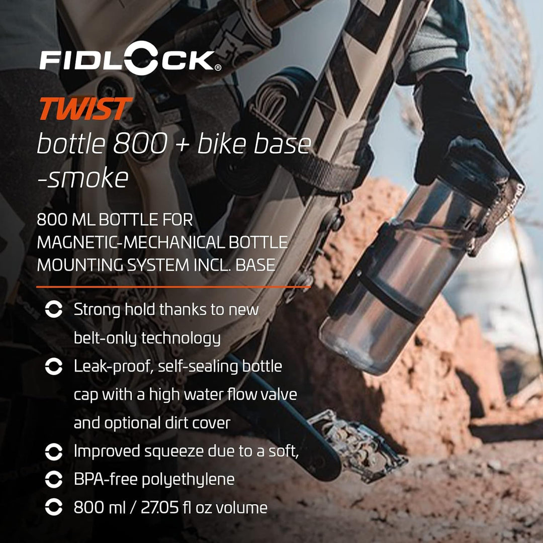 Fidlock Set di borraccia Twist Bottle 800 + Base nera trasparente Single, Single