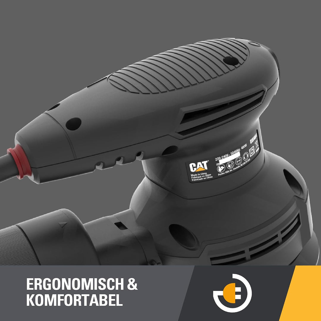 CAT DX461 125 mm Exzenterschleifer 400W, 5000–14000 U/min, Ø2,5 mm, (inkl. Zyklon-Staubbox, variable