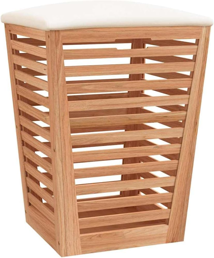 Badhocker aus Nussbaumholz mit Stauraum 40,5x40,5x56 cm, Wäschekorb und Sitzhocker für das Badezimme