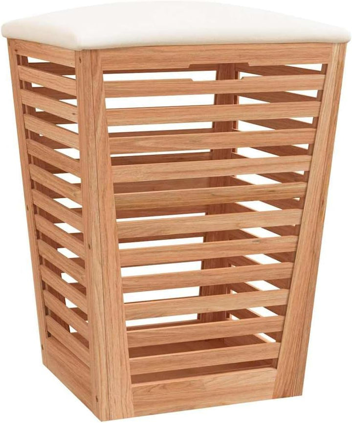 Badhocker aus Nussbaumholz mit Stauraum 40,5x40,5x56 cm, Wäschekorb und Sitzhocker für das Badezimme