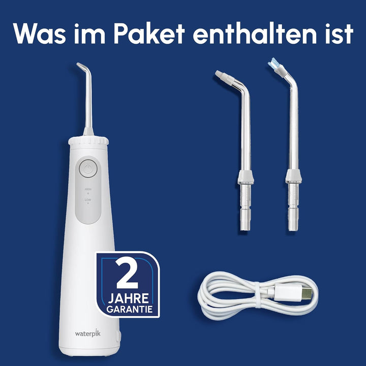 Waterpik Pearl Kabellose Munddusche, entfernt 99,9% des Plaques, Power Akku (9 Wochen Nutzung), 2x e