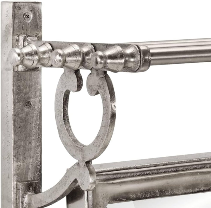 Hothingwell Gepäckträger zur Wandmontage, Aluminium, mit Spiegel, Nickel | Verstellbare Schiebehaken