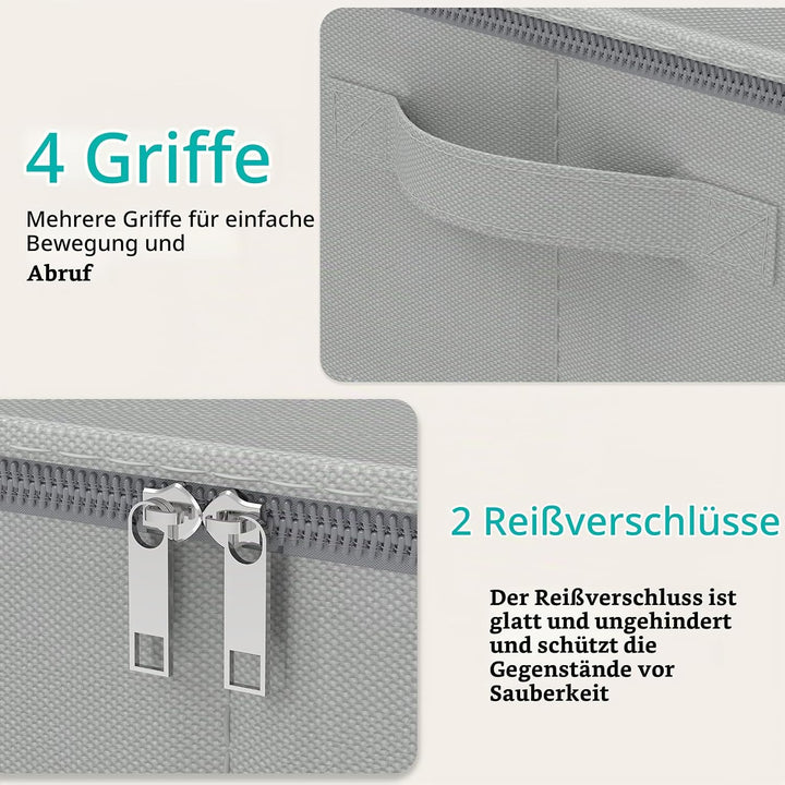 Unterbett Aufbewahrungsbox mit Deckel, Grau, 60x30x15 cm, 2 Stück | Faltbare Aufbewahrungstasche, Un