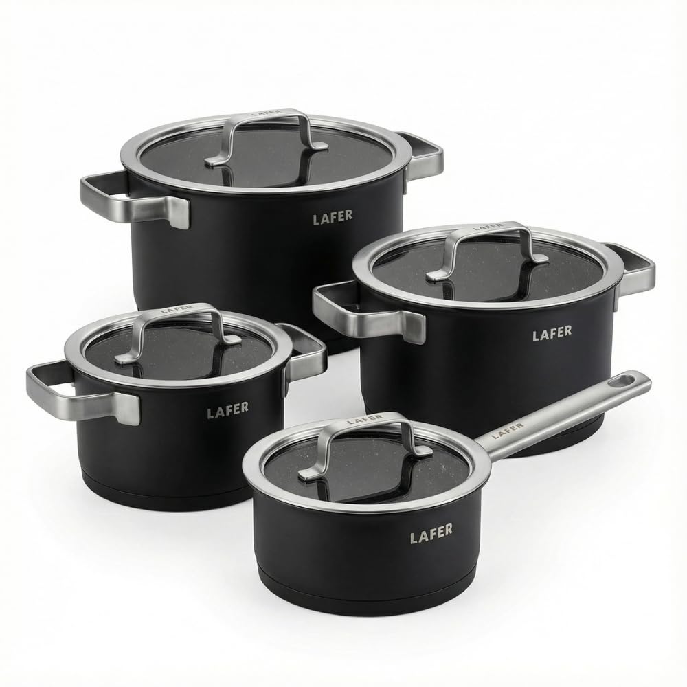Johann Lafer Topfset 4-teilig Signature Edition – Edelstahl 18/10 Kochtopf Set mit Glasdeckel, energ