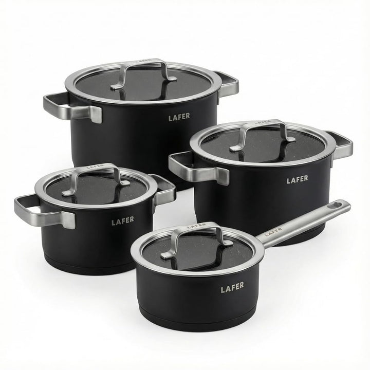 Johann Lafer Topfset 4-teilig Signature Edition – Edelstahl 18/10 Kochtopf Set mit Glasdeckel, energ