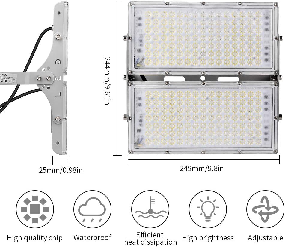 Sararoom 2 Stück LED Strahler Aussen 200W 20000LM Superhell LED Fluter IP65 Wasserfest LED Strahler
