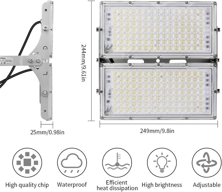 Sararoom 2 Stück LED Strahler Aussen 200W 20000LM Superhell LED Fluter IP65 Wasserfest LED Strahler