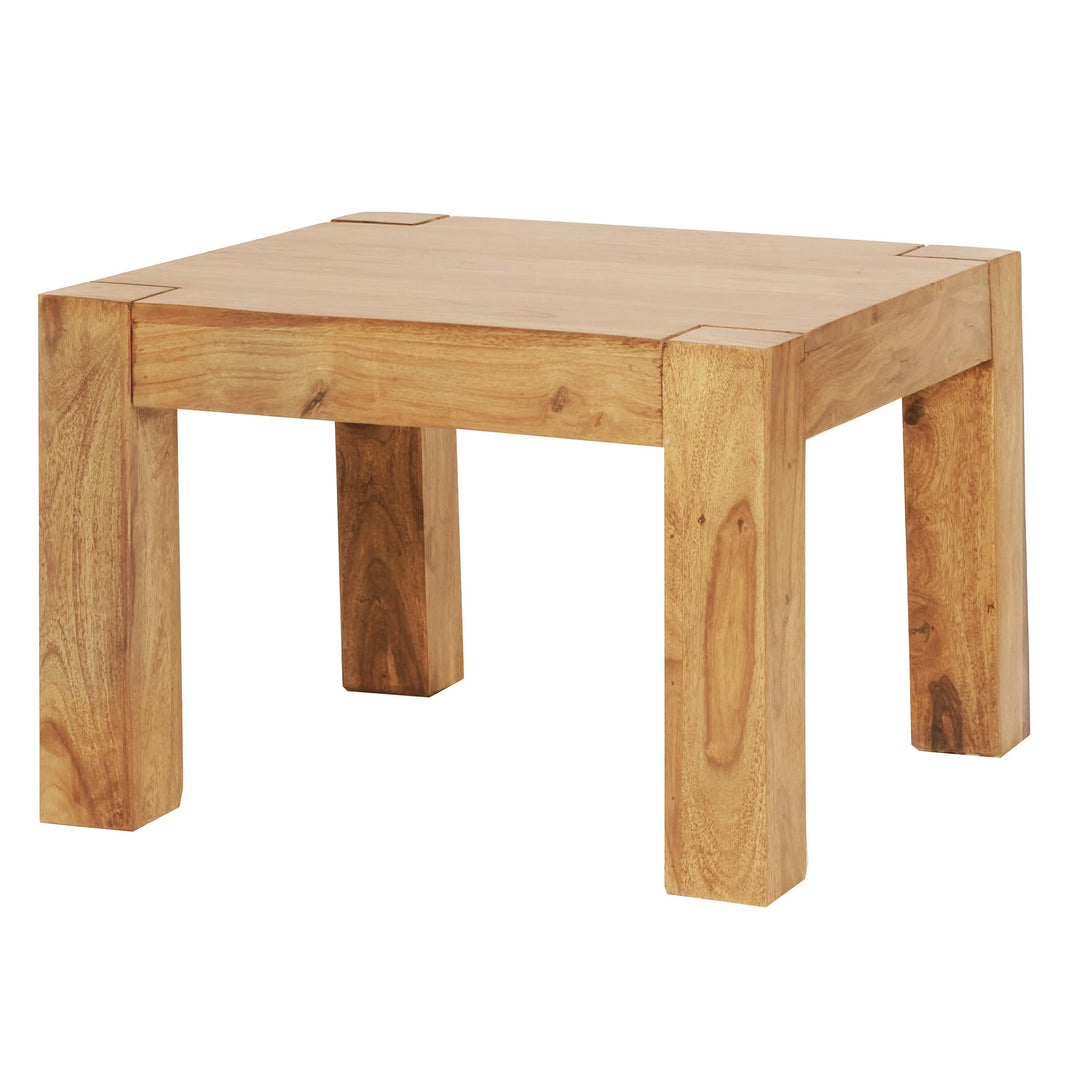 FineBuy Couchtisch Massivholz 60x60 cm · Quadratischer Wohnzimmertisch · Handgefertigt & Naturfarben