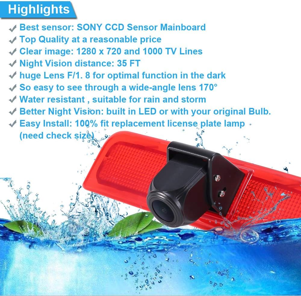 1280*720 Pixel 1000TV Linien HD Objektiv Bremslicht Rückfahrkamera Transporter Wasserdicht Super Wei