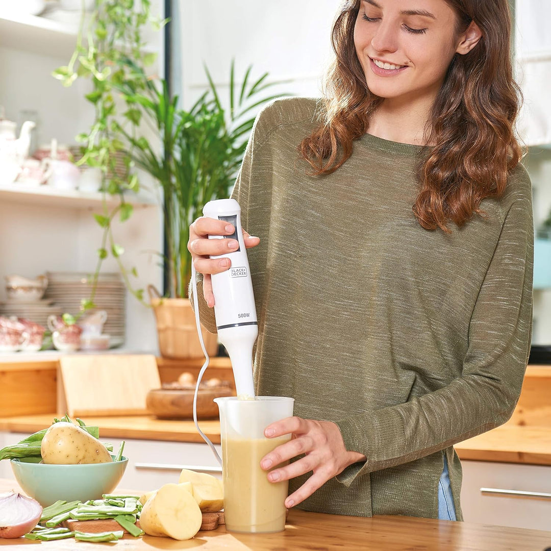 BLACK+DECKER Stabmixer | BXHB500E | 500W | Kompaktes und ergonomisches Design | spritzwassergeschütz