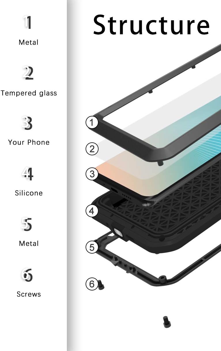 Fonrest Ganzkörper Hülle für Huawei P30 Pro, Love MEI 6,47-Zoll Schwerlast Hybride Aluminium Metall