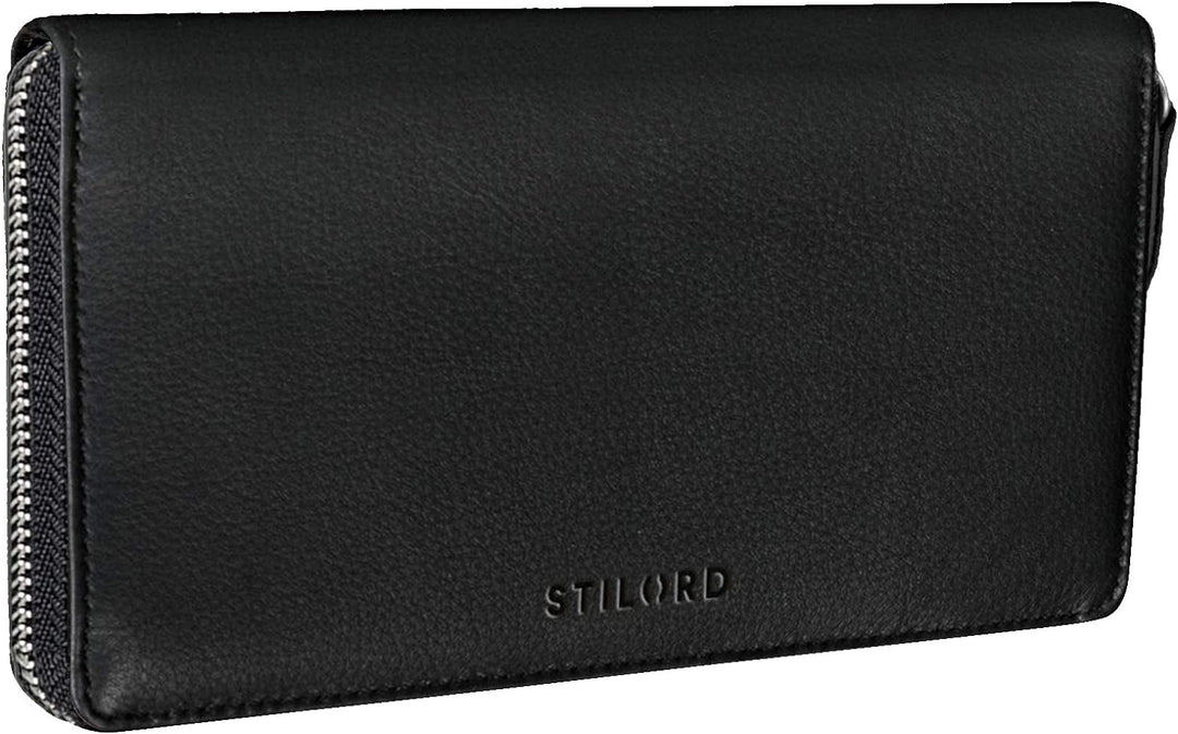 STILORD 'Emilia' Damen Portemonnaie RFID Schutz Elegante Klassische Geldbörse gross aus echtem Rinds