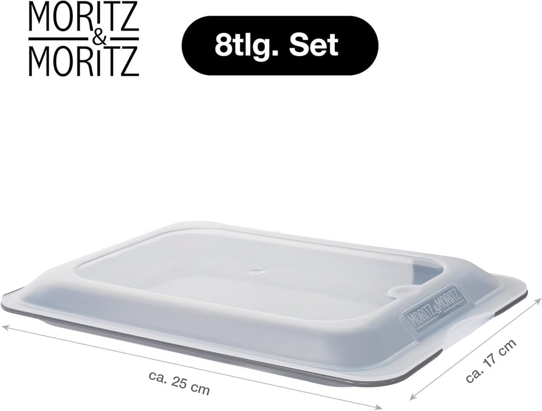 Moritz & Moritz Aufschnittdosen 8er Set Aufschnittbox stapelbar - Frischhaltedosen mit Deckel zur Au