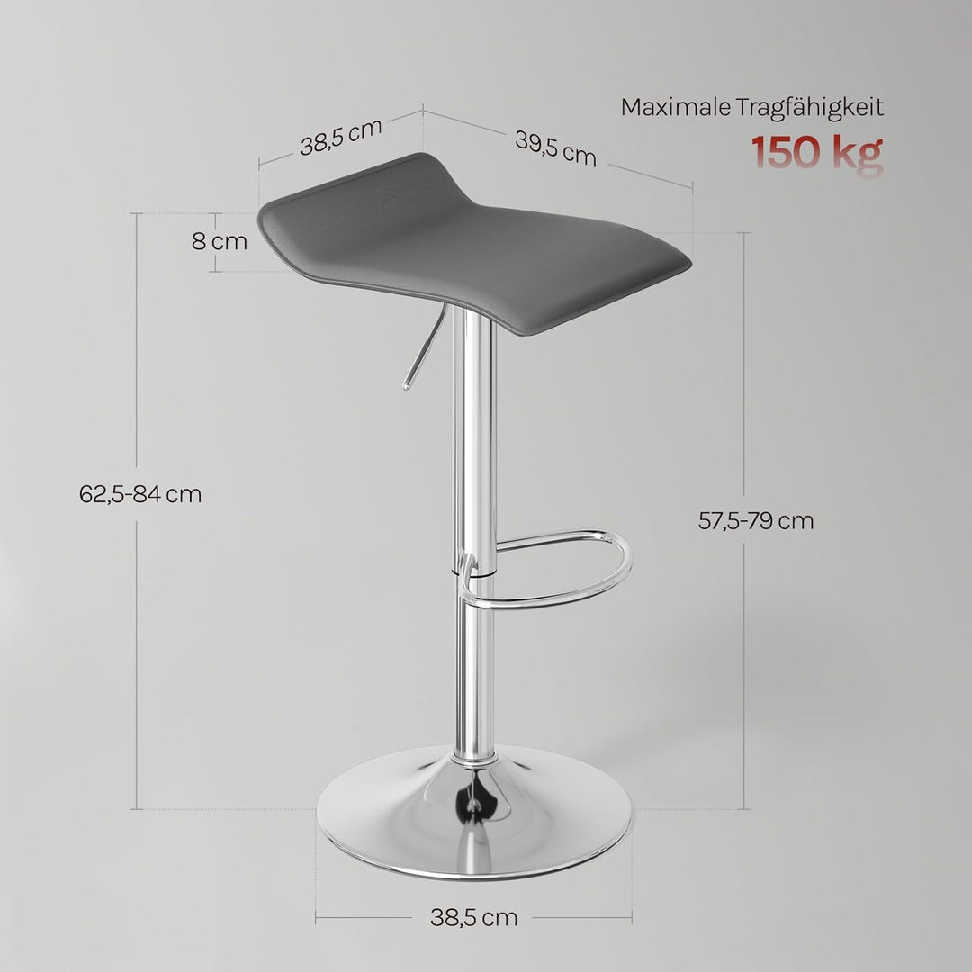 WOLTU 4er Set Barhocker Design Stuhl Drehstuhl Tresenstuhl，stufenlose Höhenverstellung, verchromter
