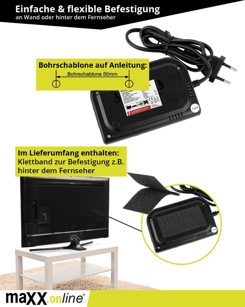 maxx.onLine Antennenverstärker mit 2 Ausgängen 2X 20 dB Verstärkung inkl. F-Adapter, 85-1006 MHz, Ka